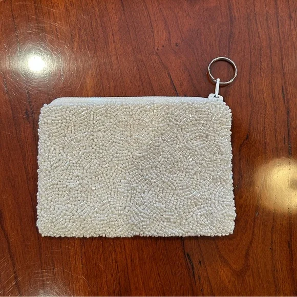 NWOT Tiana NY White Gray Skull & Pink Star Beaded Coin Purse Pouch - Picture 5 of 7